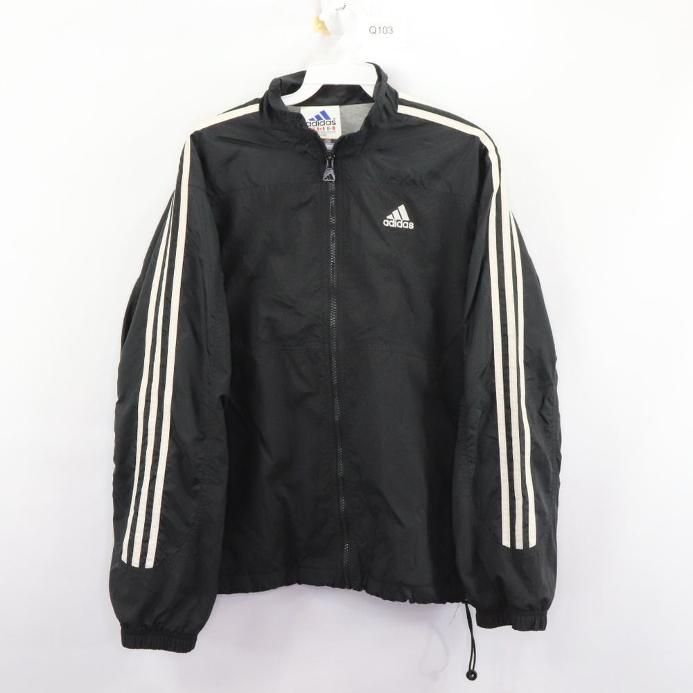 Vintage Adidas Spell Out Striped Windbreaker Coat